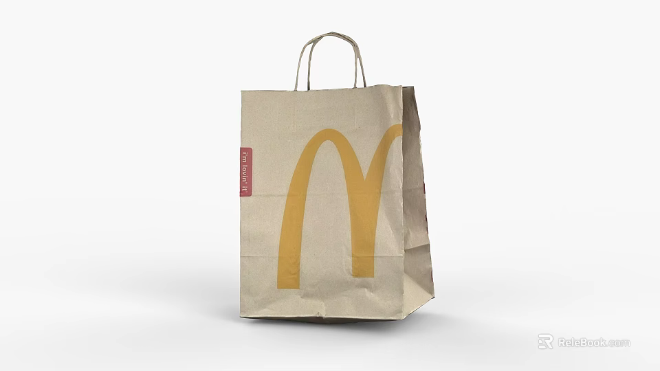 Everyday McDonald's Brown Paper Bag With Yellow Logo And Handles 3d model 