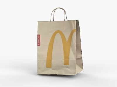 Everyday McDonald's Brown Paper Bag With Yellow Logo And Handles 3d model