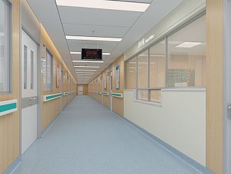 Modern aisle hospital nurse station space 3d model