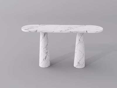 Modern White Marble Coffee Table With Cylindrical Legs For Home Interior 3d model
