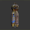 Elegant Ornamental Bottle Design With Blue And Gold Enamel Finish Intricate Patterns And Decorative Lid