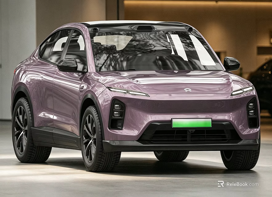 Purple Electric Car With Modern Sleek Exterior And Black Wheels Design 3d model 