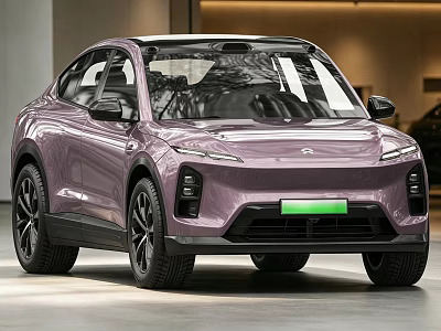 Purple Electric Car With Modern Sleek Exterior And Black Wheels Design 3d model
