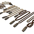 Wooden Bead Tassel Decorative Ornament Set With Various Lengths And Natural Colors