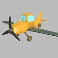 Yellow Toy Airplane With Green Wings Black Propeller Blue Windows And Yellow Wheels