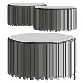 Elegant Round Tables With Gold Ribbed Bases And Black Marble Tops