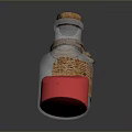 Decorative Glass Bottle With Cork Stopper Red Powder And Leather Tag