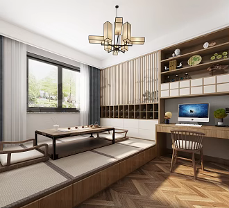 New Chinese Tatami Bedroom 3d model