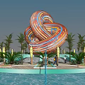 Modern City Sculpture Mobius Loop Color Tube Abstract Sculpture 3d model