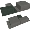 Modular Sofa Stools In Gray And Green Upholstery For Modern Living Spaces