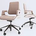 Two Light Colored Office Chairs With Modern Design Armrests Black Casters And Metal Base