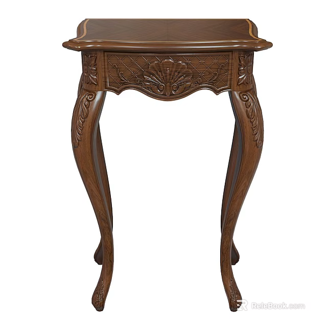 Classic Carved Wooden Accent Table With Ornate Leg Design And Intricate Details 3d model 