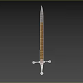 Ornate Golden Decorative Sword With Intricate Carvings And Gemstone Handle