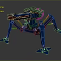 Mechanical Robot Creature Design With Spider Like Legs And Blue Metallic Structure 3d model