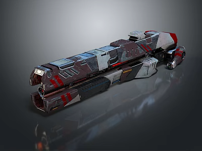 Futuristic Weapon With Metallic Red Silver Armor And Advanced Mechanical Structure 3d model