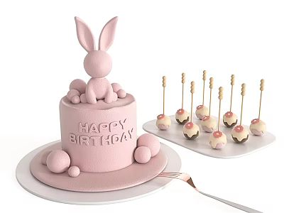 Rabbit Birthday Cake Modern Cake 3d model