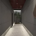 Modern Hotel Lobby Interior With Wooden Wall Green Plants Front Desk And Decorative Art