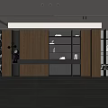 Modern Living Room Interior With Wooden Shelves Marble Wall And Open Space