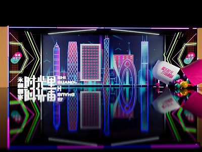 Modern Meichen Cyberpunk Luminous Food Exhibition Area Meichen Online Red Card Point 3d model