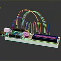DIY Electronic Development Board with Colorful Connecting Wires and LCD Display Screen 3d model