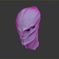 Blue Sci Fi Game Movie Character Head Sculpture With Shiny Texture And Unique Facial Features