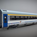 Modern Blue And White High Speed Train With Aerodynamic Front And Passenger Windows