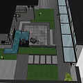 Modern Courtyard Garden Design With Lush Greenery Stone Path And Seating Area