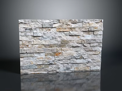 Natural Stacked Stone Wall With Textured Surface For Modern Interior Decor 3d model
