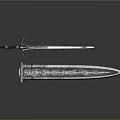 Decorative Metallic Weapon Set With Engraved Sword And Sharp Dagger