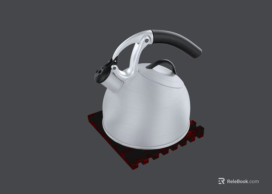 Modern White Electric Kettle With Black Handle And Red Base Design 3d model 