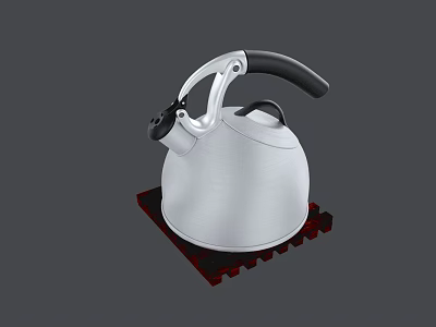 Modern White Electric Kettle With Black Handle And Red Base Design 3d model