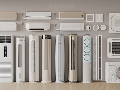 Various Styles of Wall Mounted Floor Standing and Tower Air Conditioners and Fans 3d model