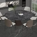 Elegant Modern Dining Table Set With Marble Tabletop And Comfortable Chairs 3d model