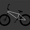 Silver Frame BMX Bicycle With Black Handlebars Seat And Wheels On Reflective Surface 3d model