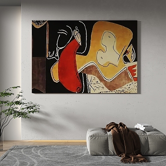 Modern minimalist abstract decorative painting 3d model