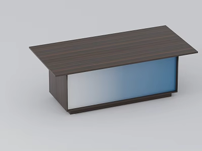 Modern Wooden Conference Table With Dark Striped Top And Blue Transparent Panel 3d model