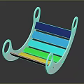 Modern Leisure Chair With Colorful Slats And White Curved Frame Design