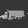 Gray Dump Truck 3D Model with Cab Dump Bed and Black Wheels 3d model
