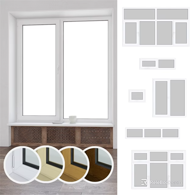 Casement Windows In Various Colors For Home Interior Design And Installation 3d model 
