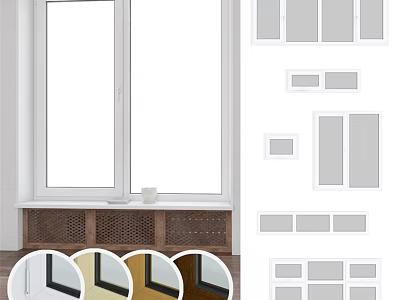 Casement Windows In Various Colors For Home Interior Design And Installation 3d model