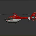 Red Modern Helicopter with Main Rotors and Tail Rotor 3D Rendering on Dark Background