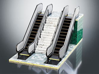 modern escalator mall escalator 3d model