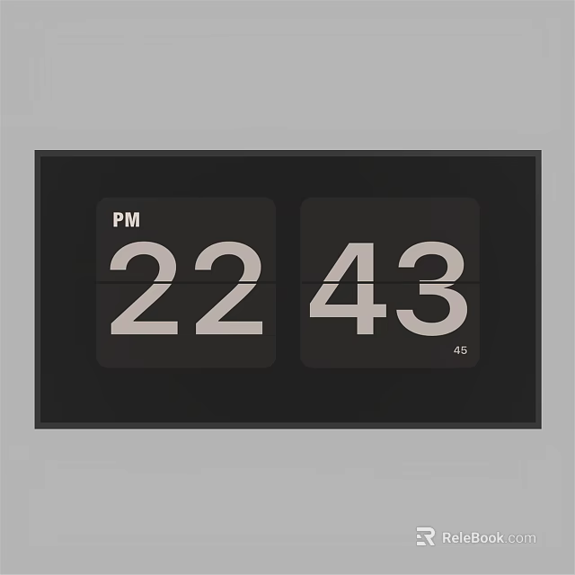 Clear Modern TV Screen Showing Digital Time Display at 2243 PM 3d model