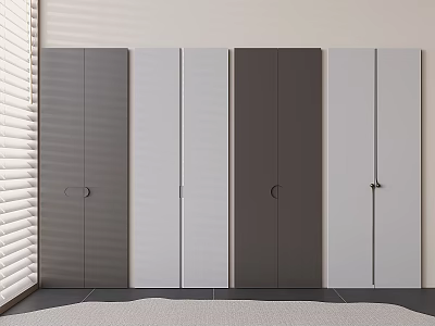 Sleek Modern Wardrobe Doors With Grey And White Panel Design For Minimalist Bedroom 3d model