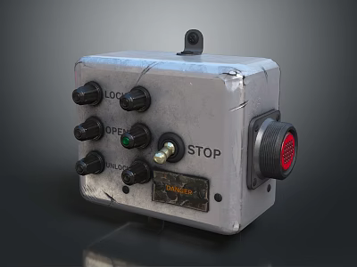 Industrial Control Device With Lock Operate Stop Labels And Metal Enclosure 3d model