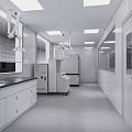 Modern White Laboratory Interior With Clean Lab Benches Cabinets And Equipment
