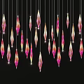 Colorful Crystal Chandelier With Pink Gold Pendants Hanging Shiny Decorative Lighting