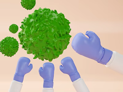 Medical Devices Protective Gloves For Fighting Green Virus With White Arms 3d model