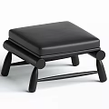 Stylish Black Leather Sofa Stool With Wooden Legs And Minimalist Design