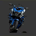 Blue Sport Motorcycle Featuring Sleek Design Aerodynamic Body And Black Seat